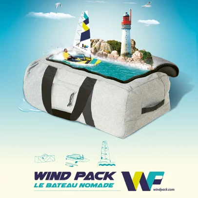 Affiche publicitaire campagne de communication pour le bateau démontable windpack
