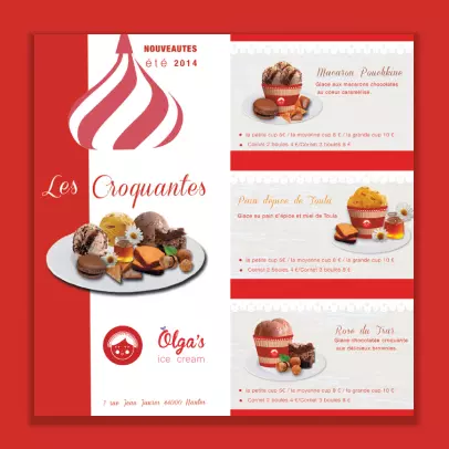 Création dépliant glaces olga's ice cream page portfolio graphiste co-lor graphiste freelance