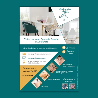 Création flyer salon d'esthétique Mon Empreinte Beauté Co-Lor graphiste freelance